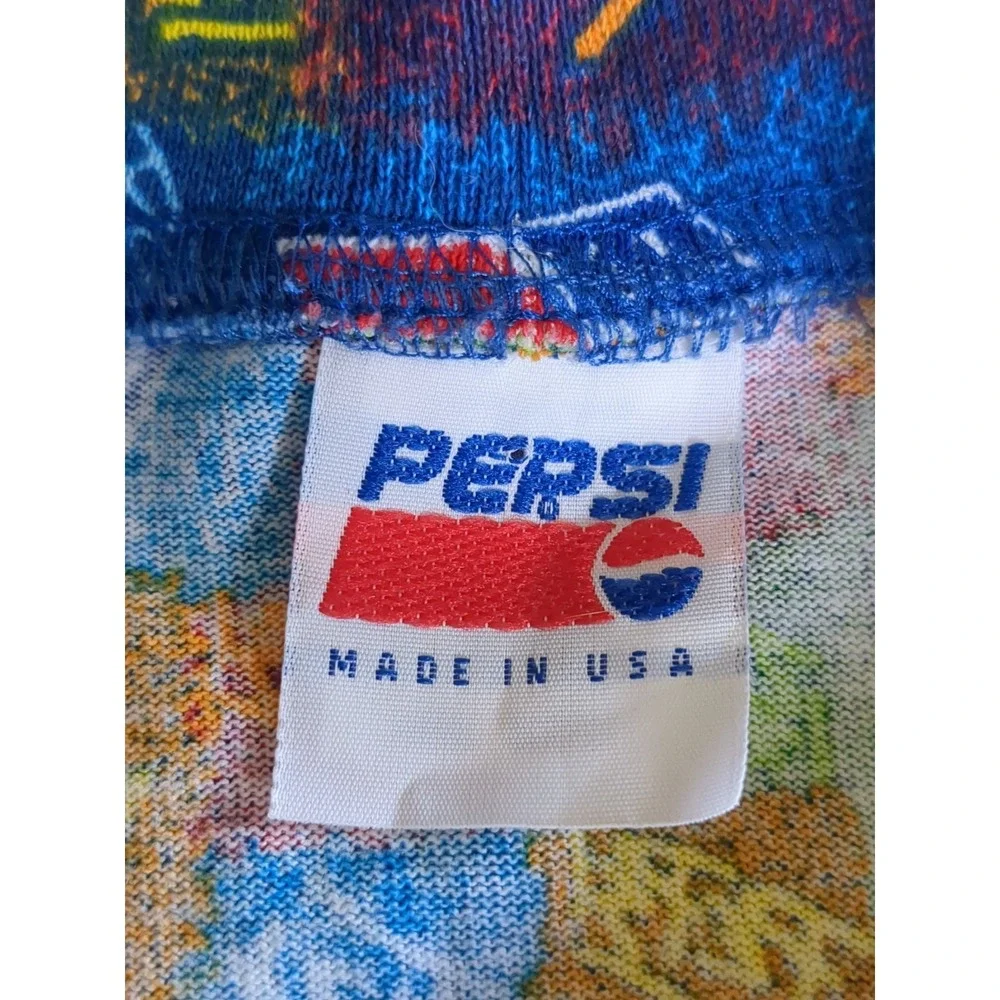 VTG Pepsi All Over Print Short Sleeve T-shirt '90s? Multicolor OS Fits Large - Picture 6 of 7